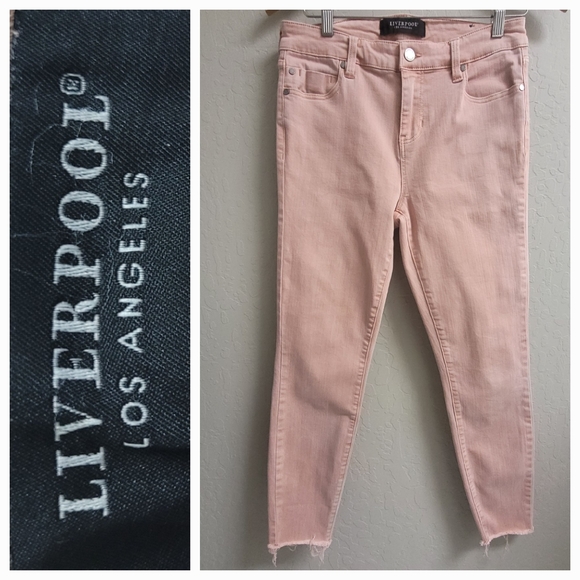 Liverpool Abby Ankle Skinny  Cut Fray Hem Rose Blush Size 28/6 - Picture 3 of 13